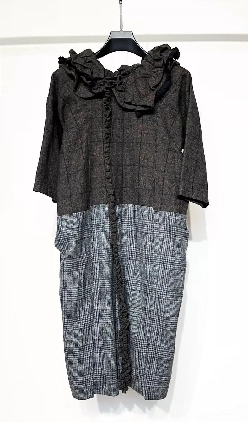 Comme des Garcons Comme Des Garcons Floral bud collar plaid wool dress Size M / US 6-8 / IT 42-44 - 1 Thumbnail