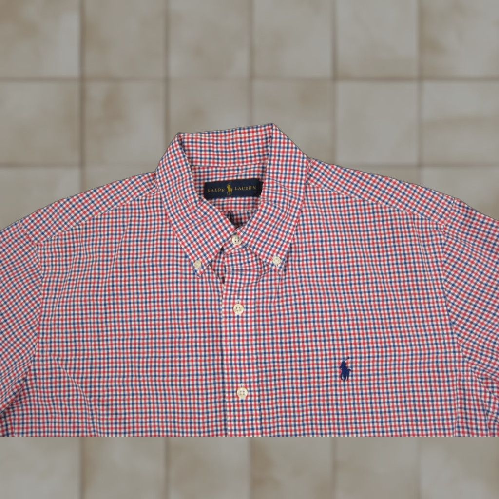 Polo Ralph Lauren Ralph Lauren Shirt Mens Large Red Blue Pony Gingham Oxford Check Shirt Button-Up Casual Business 90s Colorful Mens Size US L / EU 52-54 / 3 - 1 Thumbnail