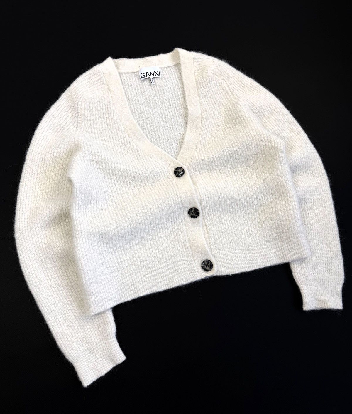 Ganni GANNI Alpaca Wool Knit Cardigan Cream Sweater Designer Size S / US 4 / IT 40 - 5 Thumbnail