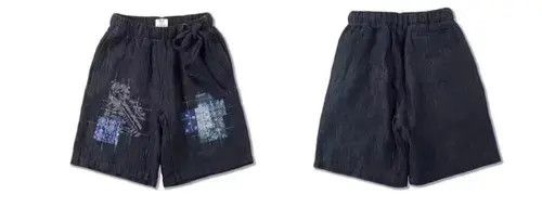Handmade × Japanese Brand × Jean 20SS Indigo Union Japan Navy Bandana Patchwork Shorts Size US 30 / EU 46 - 2 Thumbnail
