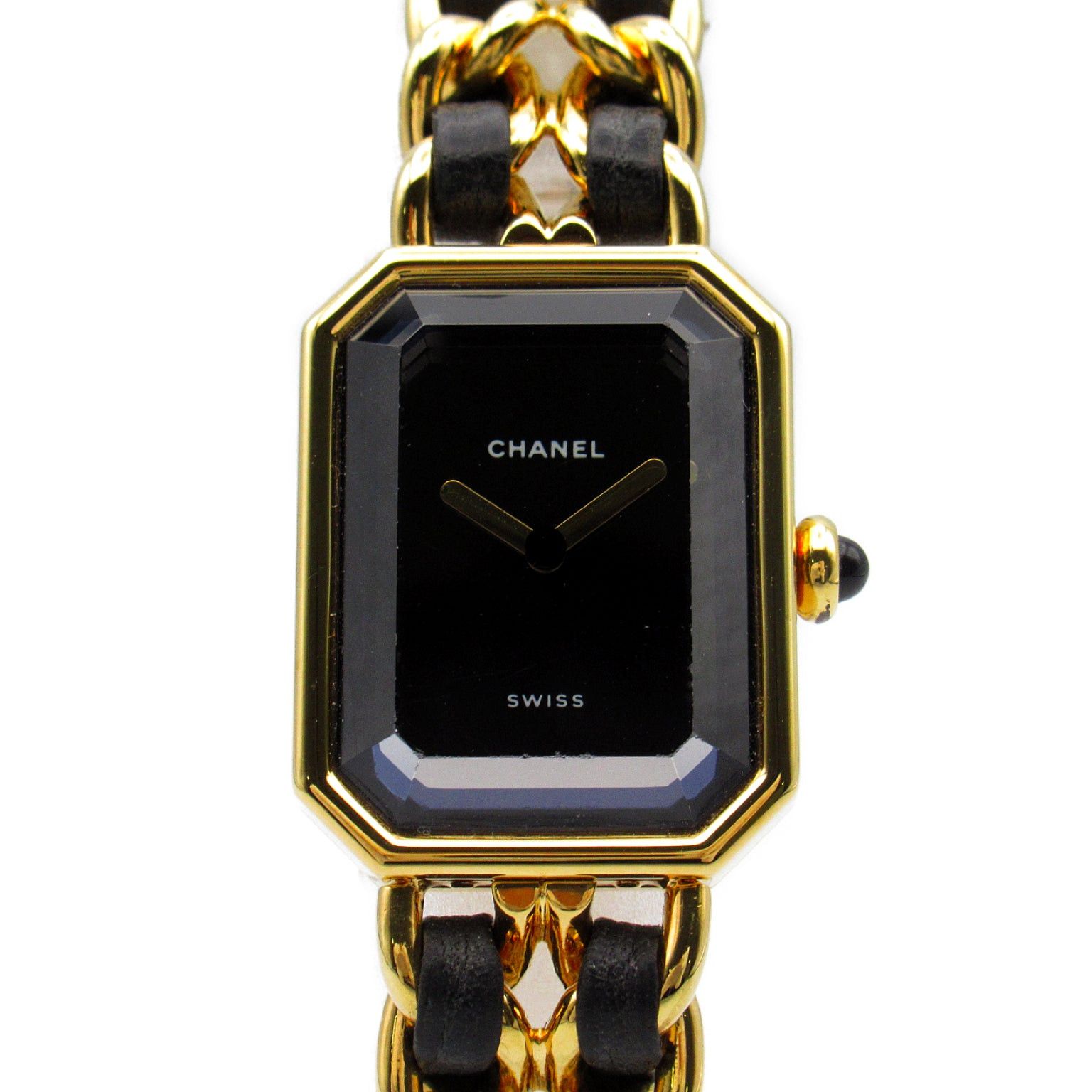 Chanel Premier L Women Watch Quartz Gp (Gold Plated) Leather Belt Black