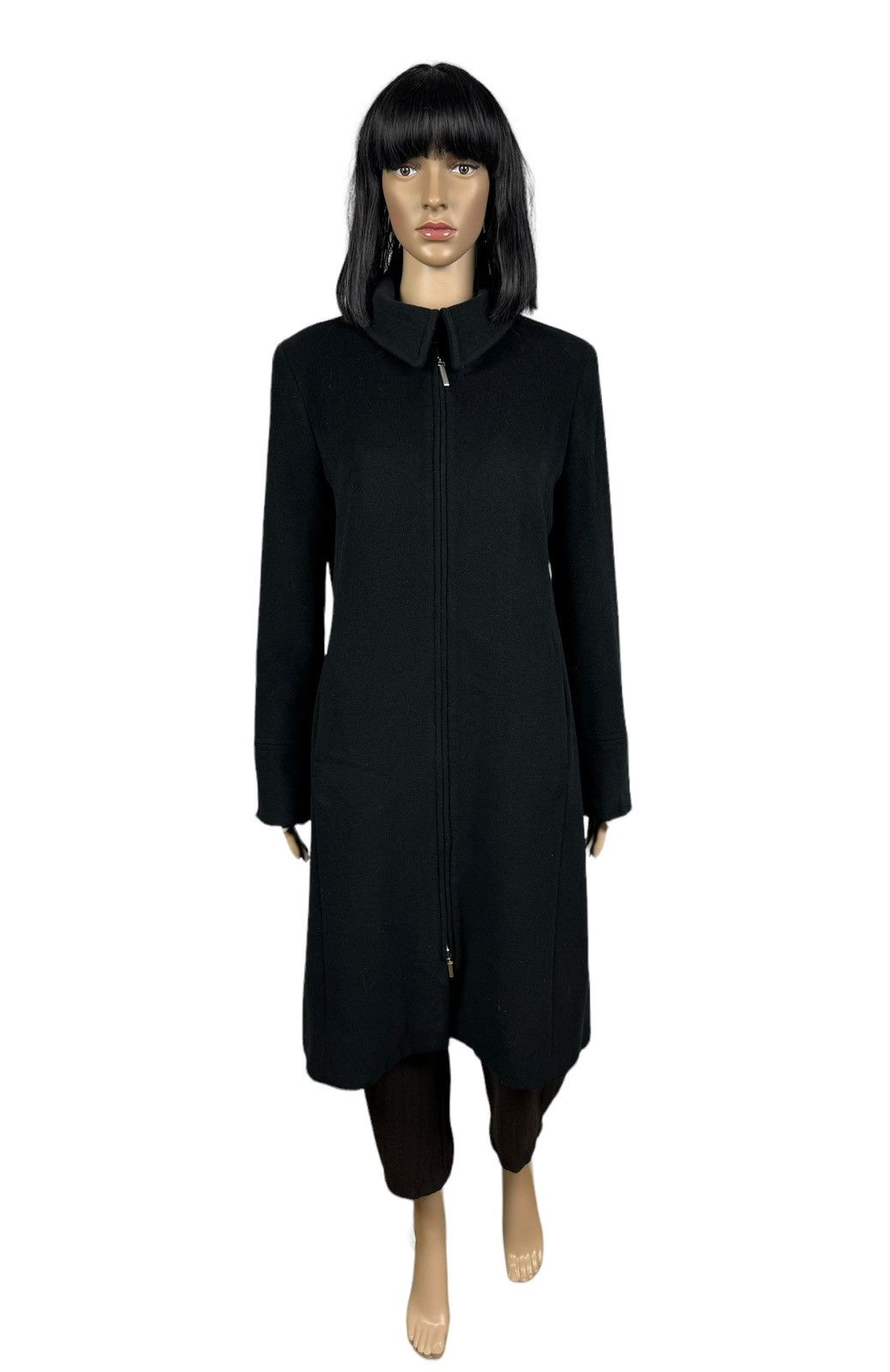 MAX&Co. Max&Co Wool-Angora Zip Coat Leather Trim size IT44 US10 Size M / US 6-8 / IT 42-44 - 2 Thumbnail