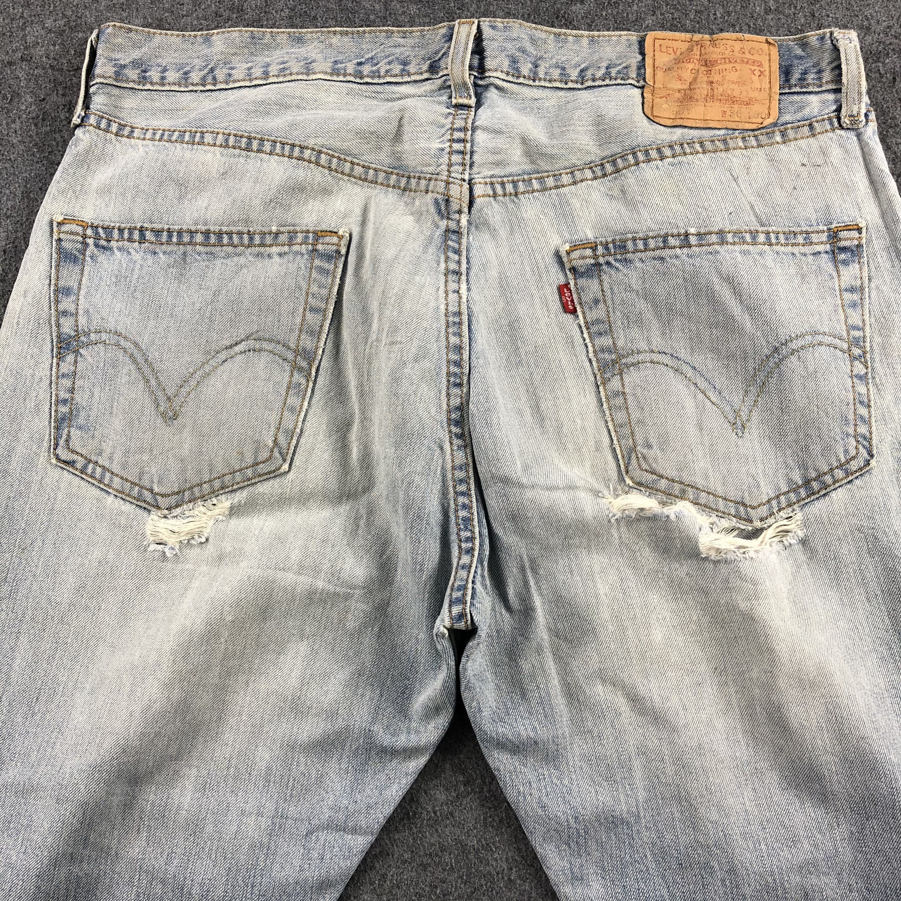 Levi's × Vintage 90s Vintage Ripped Light Wash Levis 501 Jeans-J1611 Size US 36 / EU 52 - 4 Thumbnail