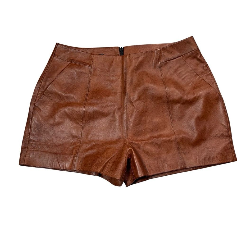 Other NWT New Decrum Real Lambskin Brown Leather Shorts Size XL Size 36" / US 14 / IT 50 - 2 Thumbnail