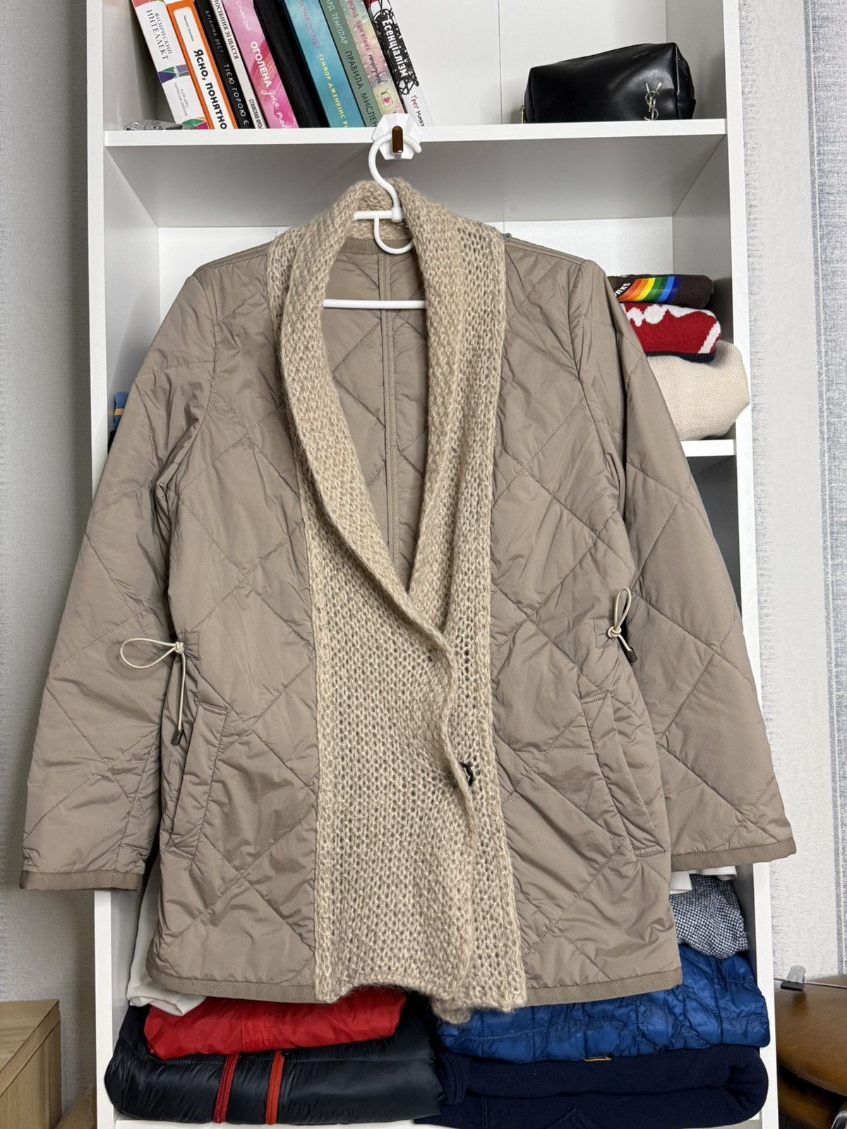 Other Violanti Wool collar Beige down jacket size L Size L / US 10 / IT 46 - 2 Thumbnail
