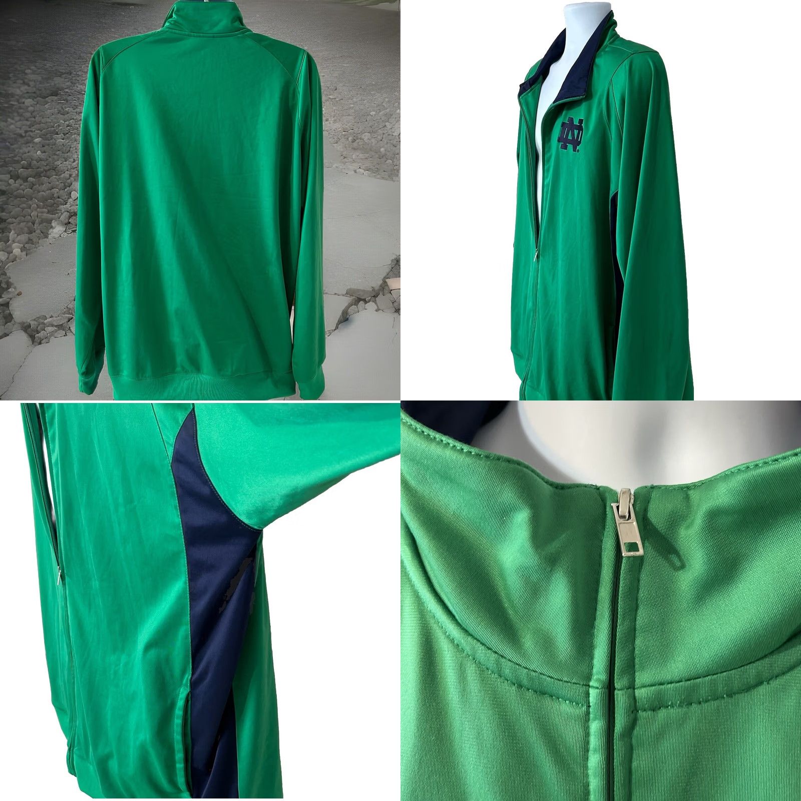 Logo 7 Vintage Notre Dame Full Zip Jacket Men 2XL Green Genuine Stuff Embroidered Logo Size US XXL / EU 58 / 5 - 8 Thumbnail