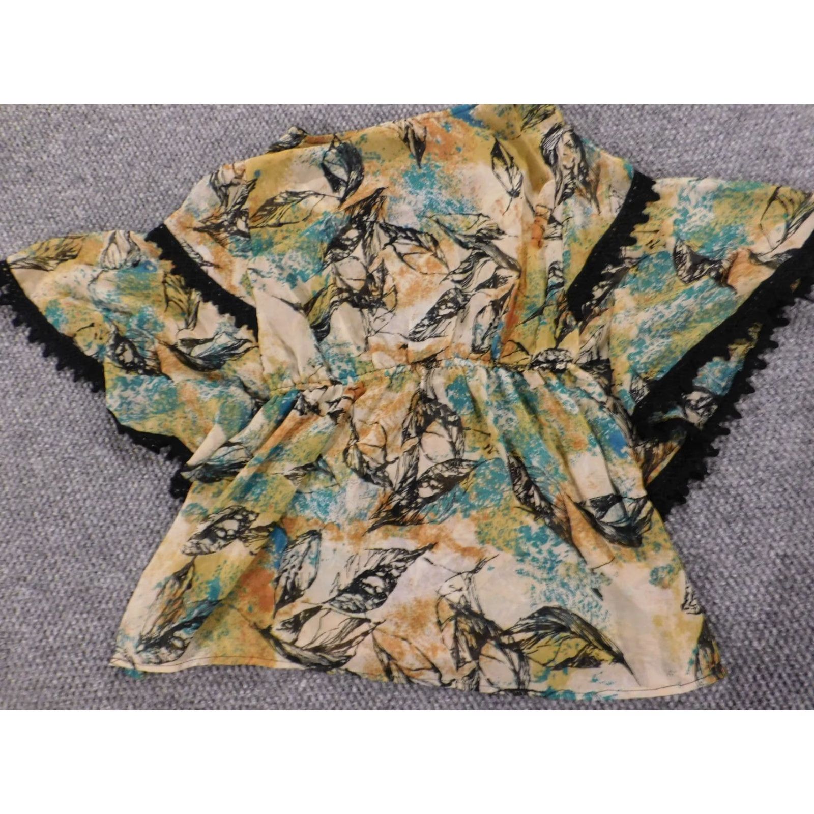 Vintage Angie Womens Blouse S floral green pullover round neck casual Size S / US 4 / IT 40 - 7 Thumbnail