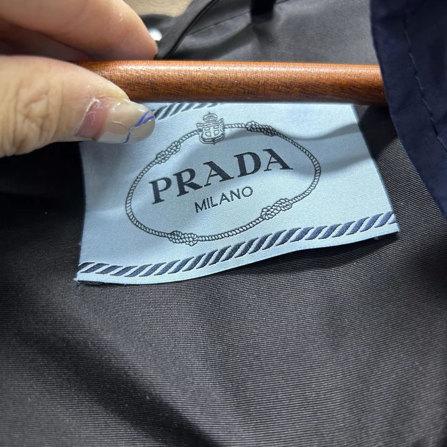 Prada Prada Navy Blue Long Waist-Cinched Nylon Coat Size 38 Size XS / US 0-2 / IT 36-38 - 3 Thumbnail
