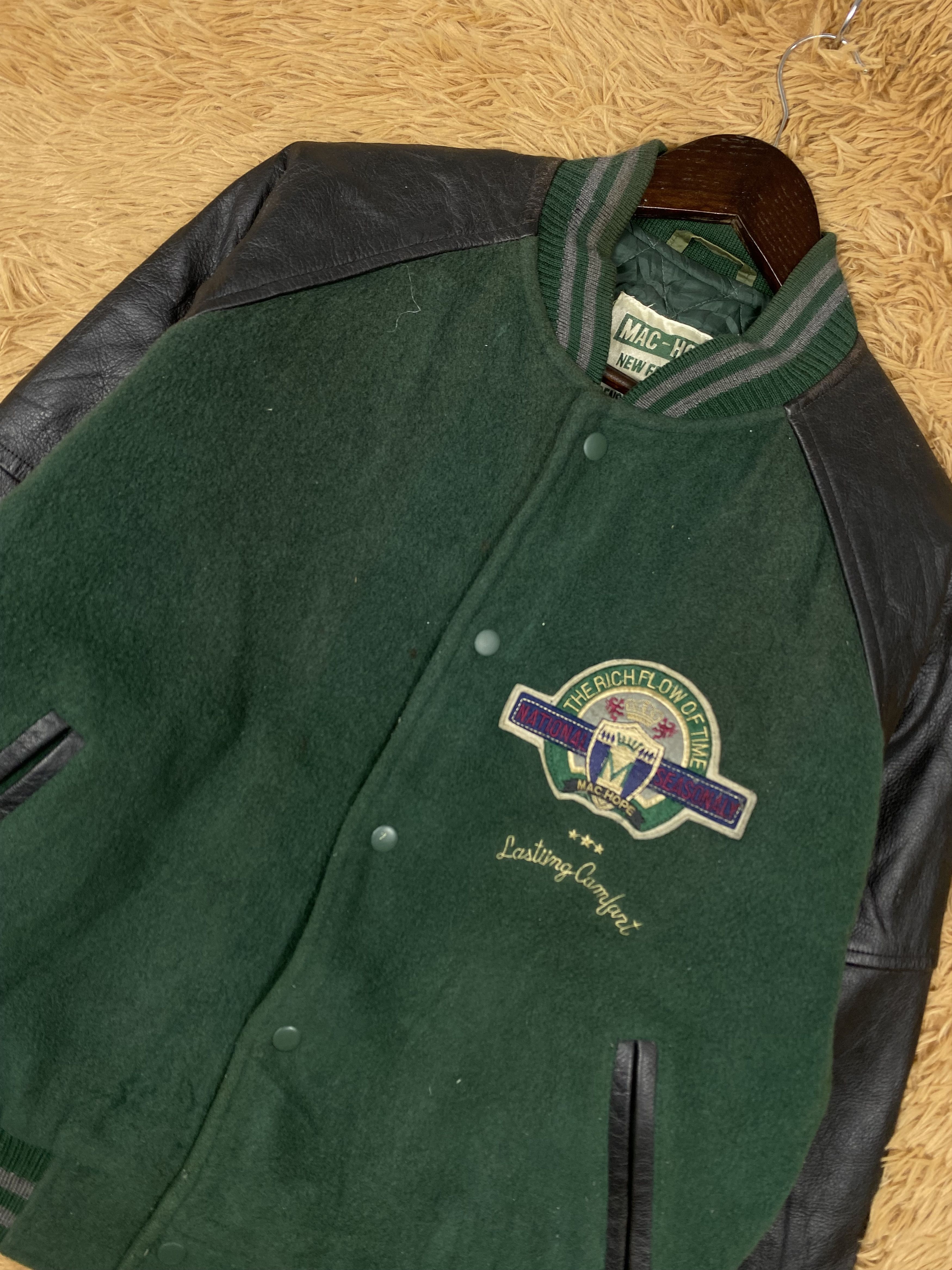 Japanese Brand Vintage Mac Hope Leather Sleeve Varsity Jacket DJ0205 Size US L / EU 52-54 / 3 - 2 Thumbnail