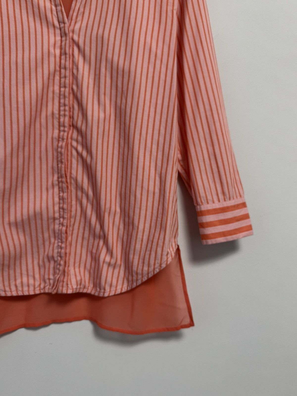 Sandro Sandro Women’s Pink Orange Striped Blouse Tunic 3/4 Sleeve Size XS / US 0-2 / IT 36-38 - 5 Thumbnail