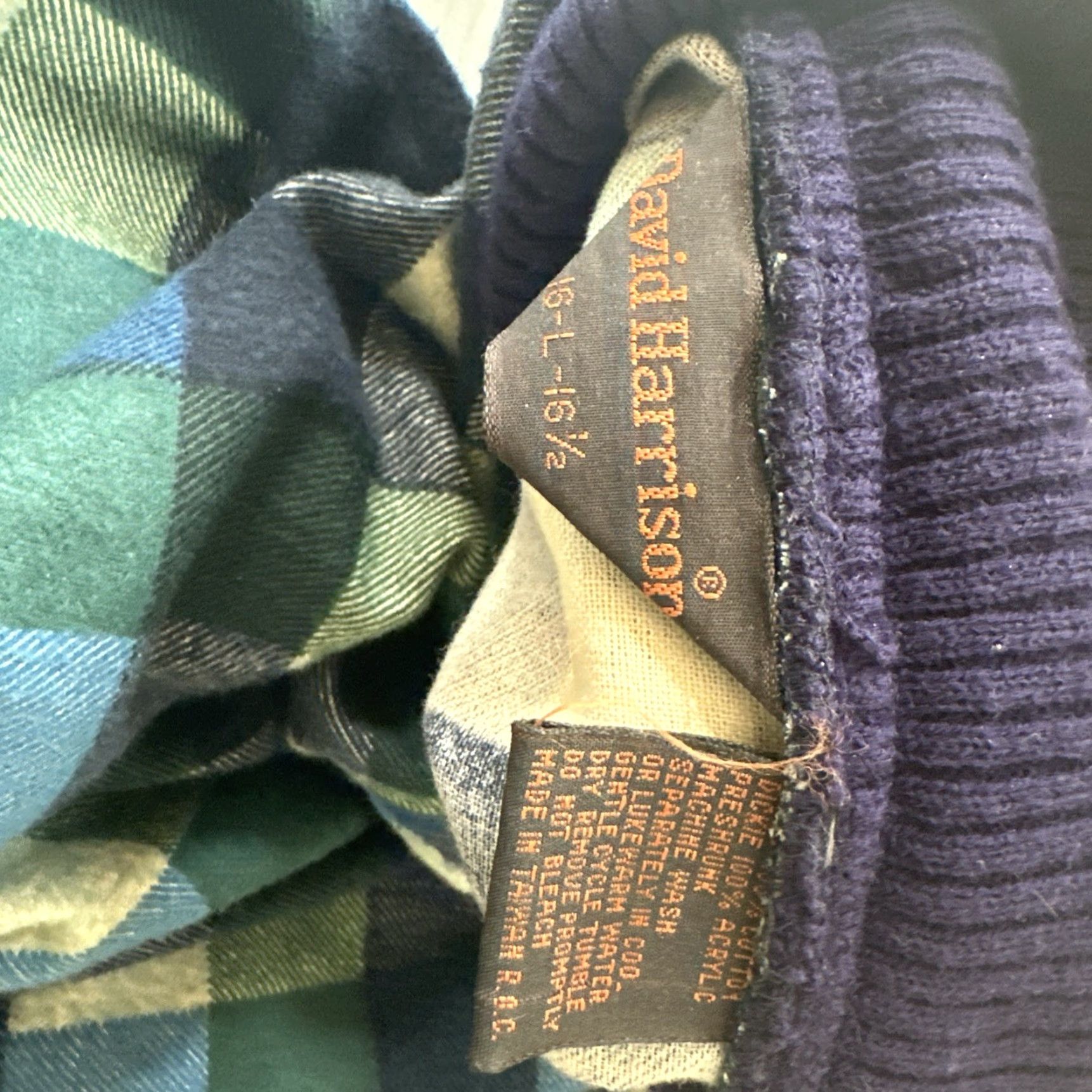 Vintage VINTAGE David Harris Turtle Neck Western Shirt Mens Large Plaid Flannel 70s T6 Size US L / EU 52-54 / 3 - 4 Thumbnail