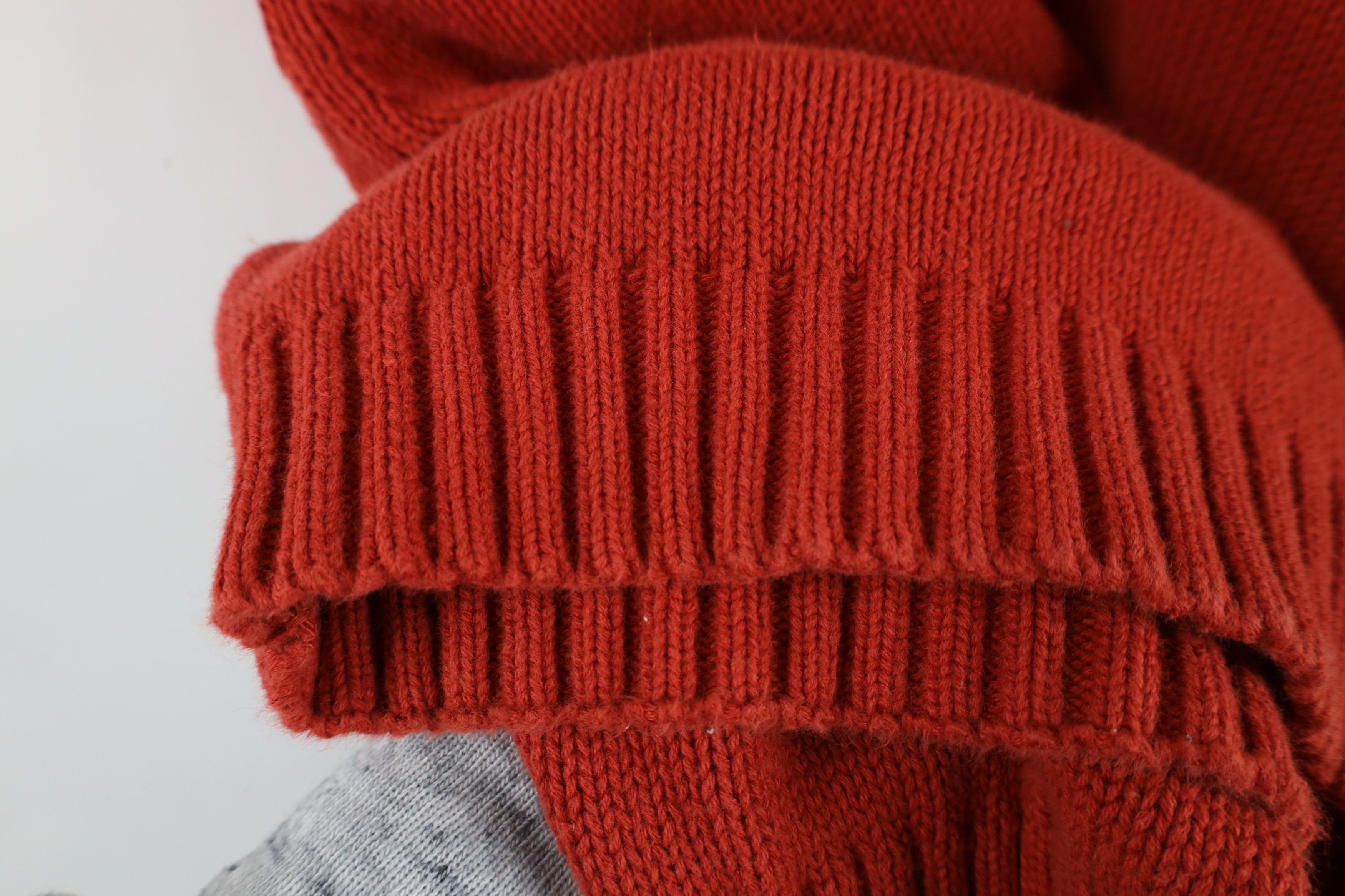 Vintage Vintage 90s Streetwear Cotton Knit Crewneck Sweater Orange Size US XL / EU 56 / 4 - 9 Thumbnail