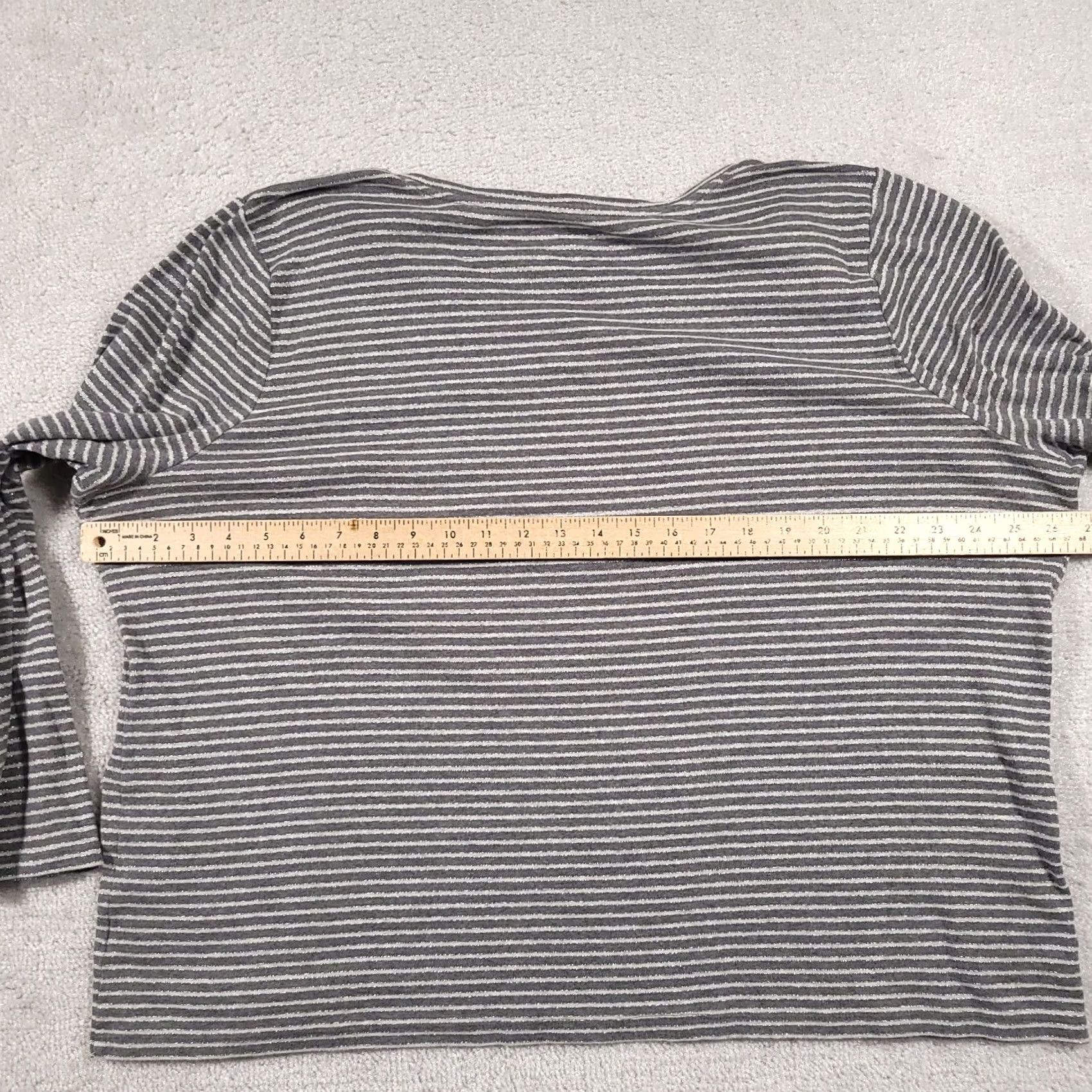Talbots VINTAGE Talbots T Shirt Women's 3X Plus Gray Striped Glitter V Neck Long Sleeve Size XXL / US 16-18 / IT 52-54 - 6 Thumbnail