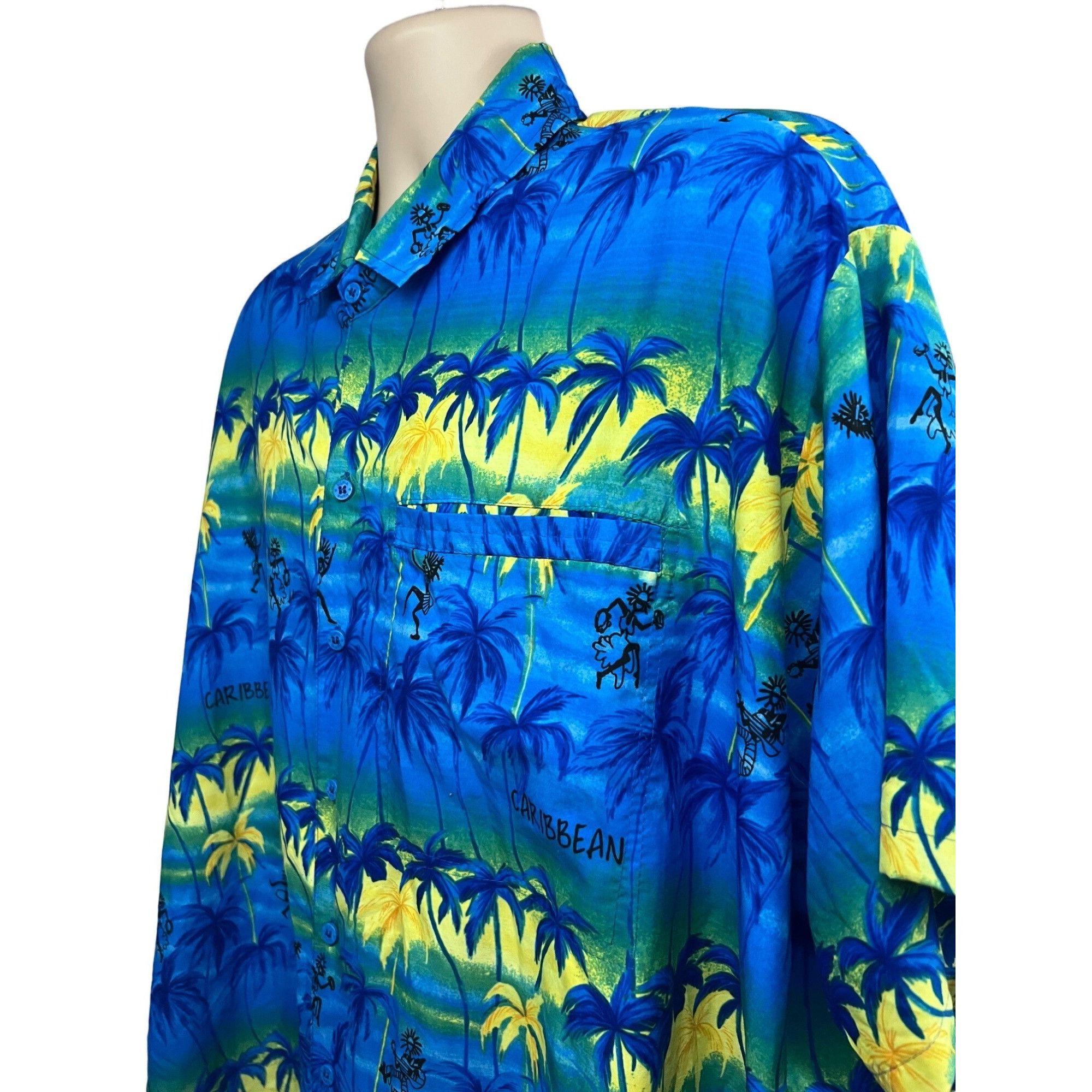 Vintage Rima Vintage Hawaiian Aloha Caribbean Blue Button Up Sh Size US XXL / EU 58 / 5 - 4 Thumbnail
