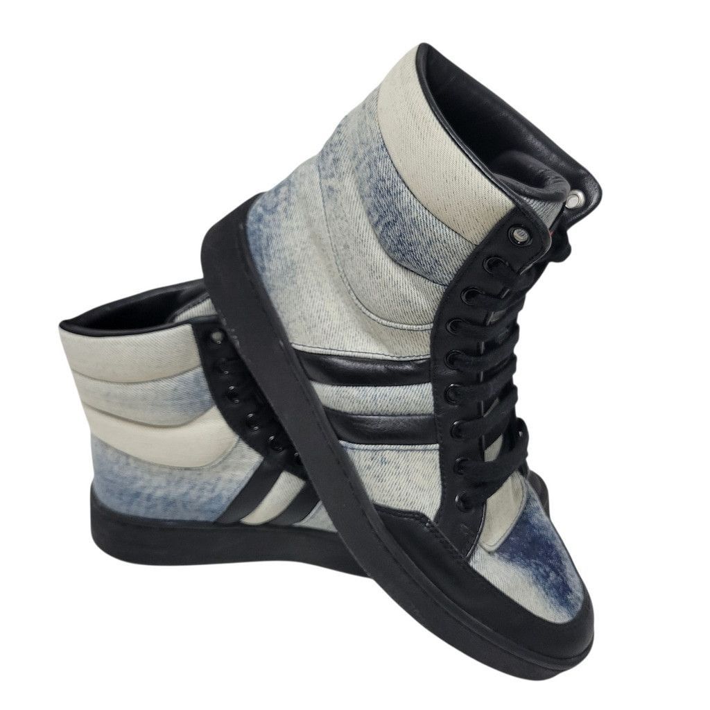Gucci High Top Denim Sneakers EU38 US 7.5 Faded Distressed