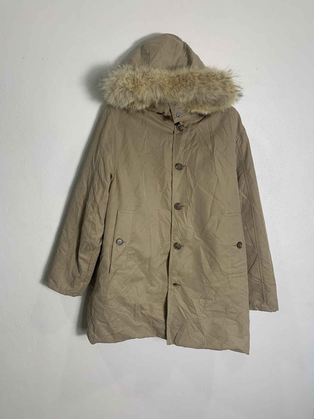Moncler Vintage 1990’s Moncler Beige Fur Puffer Parka Jacket Size US L / EU 52-54 / 3 - 1 Thumbnail