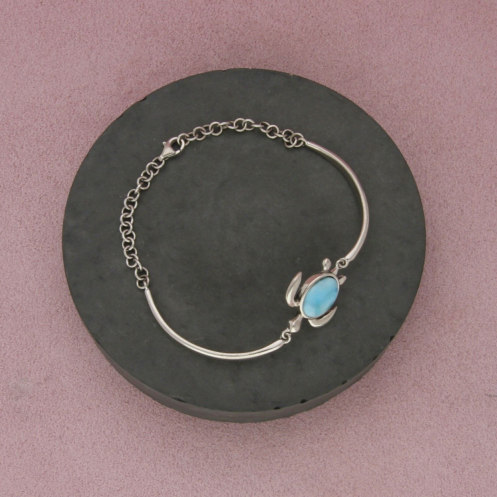 Sterling Silver sterling silver larimar turtle adjustable bracelet 7.75in Size ONE SIZE - 1 Thumbnail