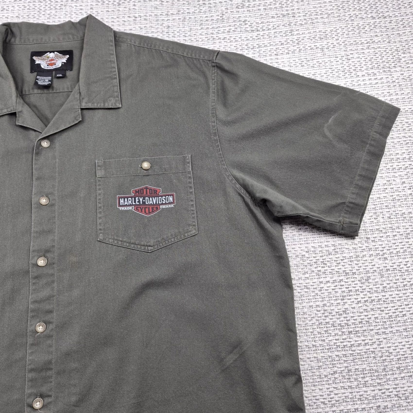 Harley Davidson Harley Davidson Shirt Mens 2XL Green Graphic Short Sleeve Button Front Biker Size US XXL / EU 58 / 5 - 5 Thumbnail