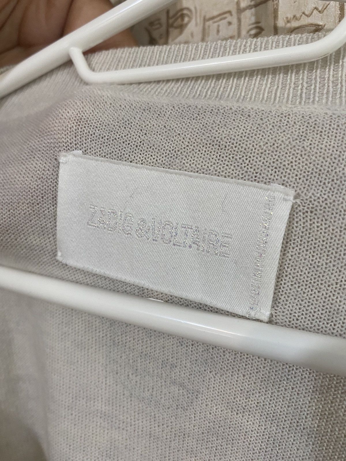Zadig & Voltaire Zadig&Voltaire V-Neck Merino Wool Sweater Light Beige Size L / US 10 / IT 46 - 7 Thumbnail