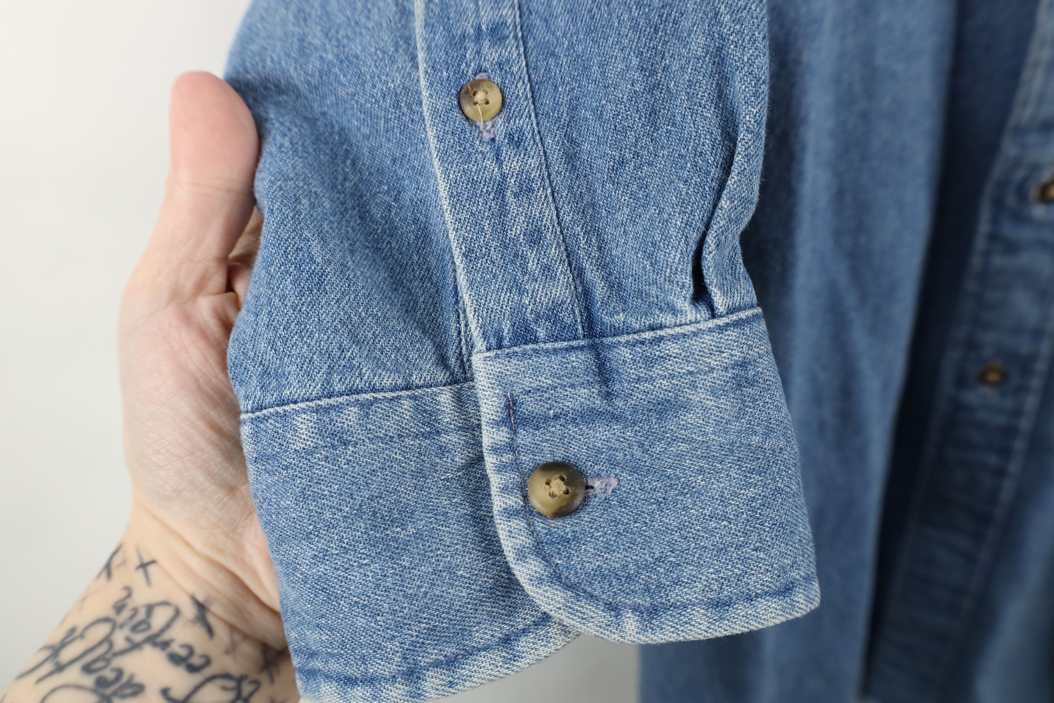 Vintage Vintage 90s Streetwear Heavy Denim Jean Button Down Shirt Size US XL / EU 56 / 4 - 8 Thumbnail