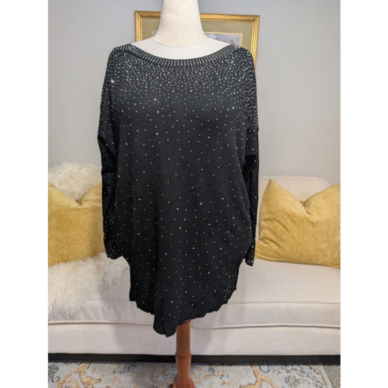 Other Vila Milano Studded Black Long Sleeve Sweater Size XXL / US 16-18 / IT 52-54 - 1 Thumbnail