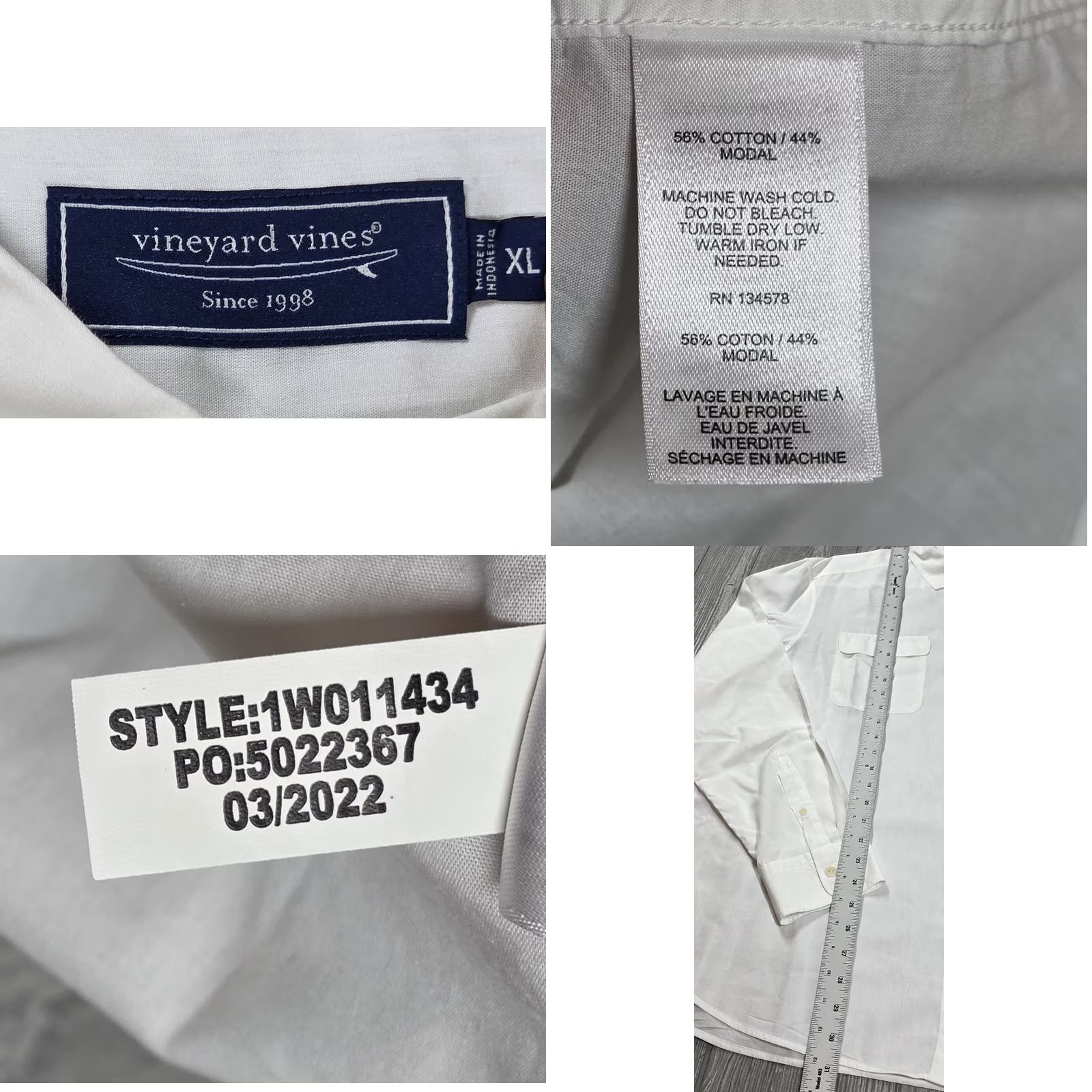 Vineyard Vines Vineyard Vines Button Up Shirt Men XL White Stretch Long Sleeve Modal Blend Size US XL / EU 56 / 4 - 8 Thumbnail