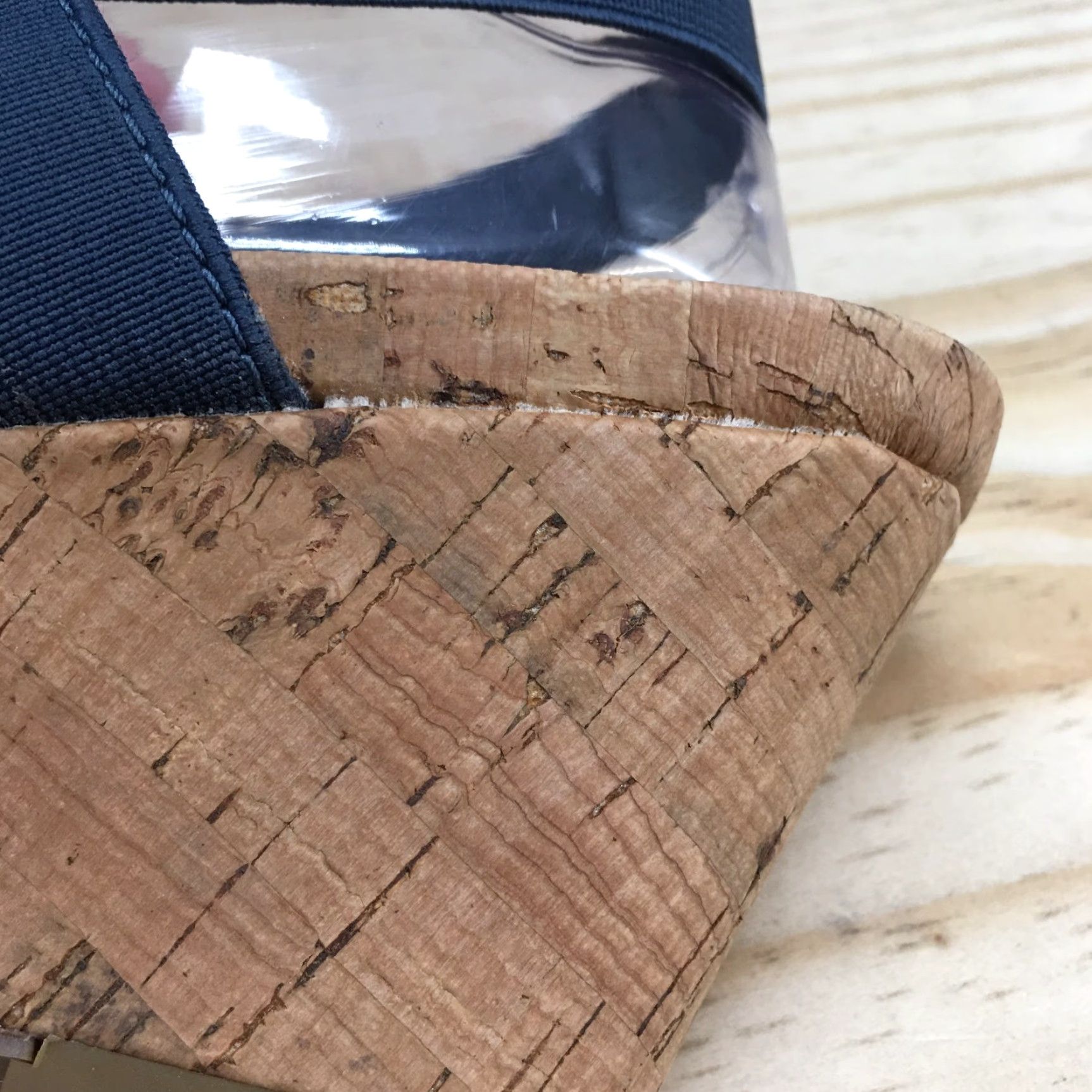 Vintage White Mountain Sandals Adeline Thong Womens 10M Blue Fabric Studded Wedge W24611 Size US 8 / IT 38 - 7 Thumbnail