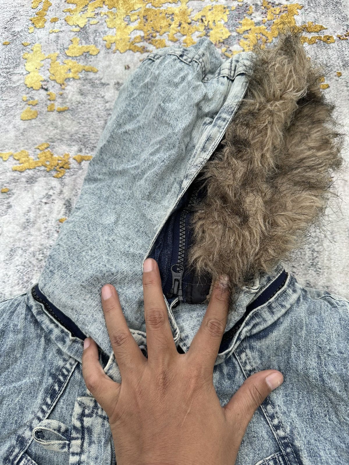 Beauty Beast WASHED DENIM FUR JACKET JAPANESE Style Archive PERSODEA Size US L / EU 52-54 / 3 - 9 Thumbnail