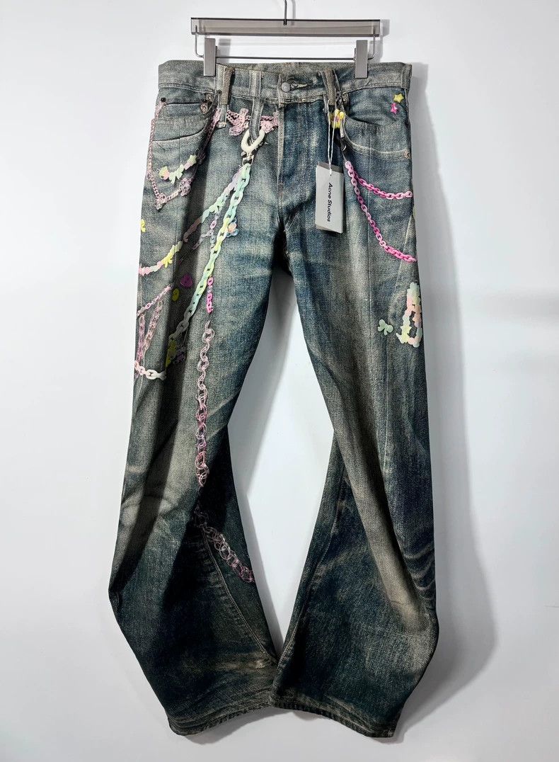 acne studios Candy pants chain 3d digital printed jeans 250