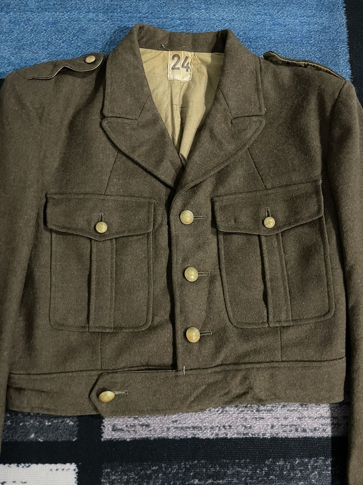 Vintage 1940-1950 French Military Army Wool Jacket