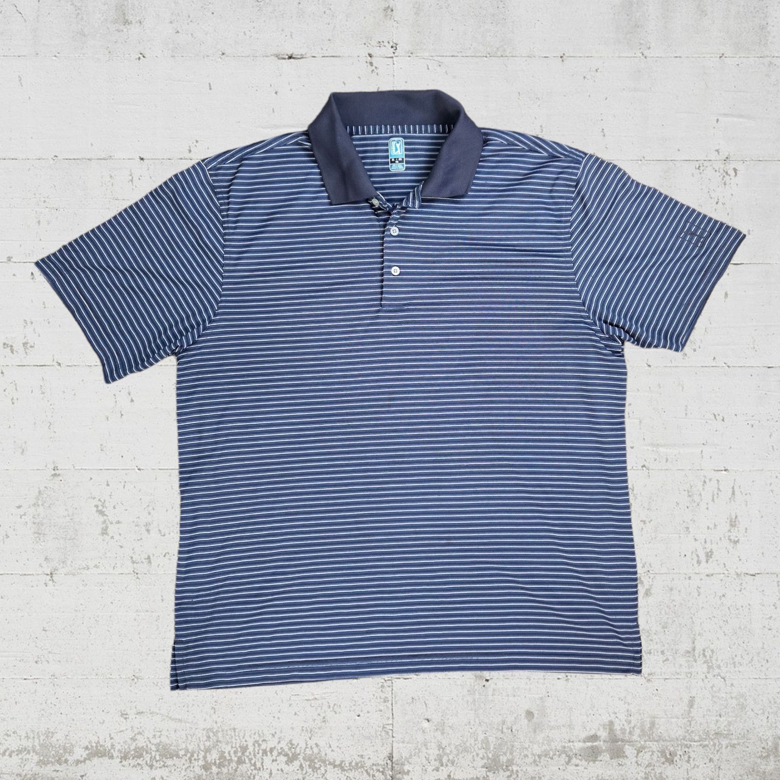PGA Tour PGA Tour Blue Striped Golf Polo Size XL Size US XL / EU 56 / 4 - 2 Thumbnail