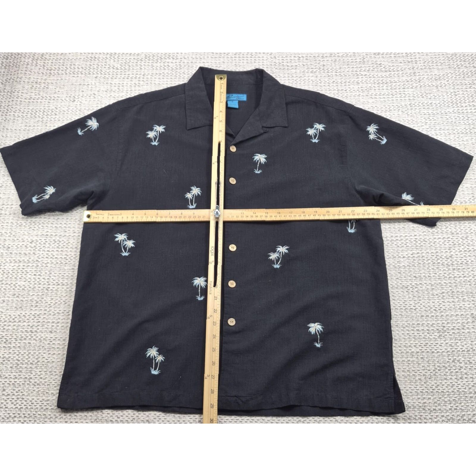 Paradise VTG Paradise Blue Hawaiian Shirt Mens XL Button Up Black Silk Palms Short Sleeve Size US XL / EU 56 / 4 - 6 Thumbnail