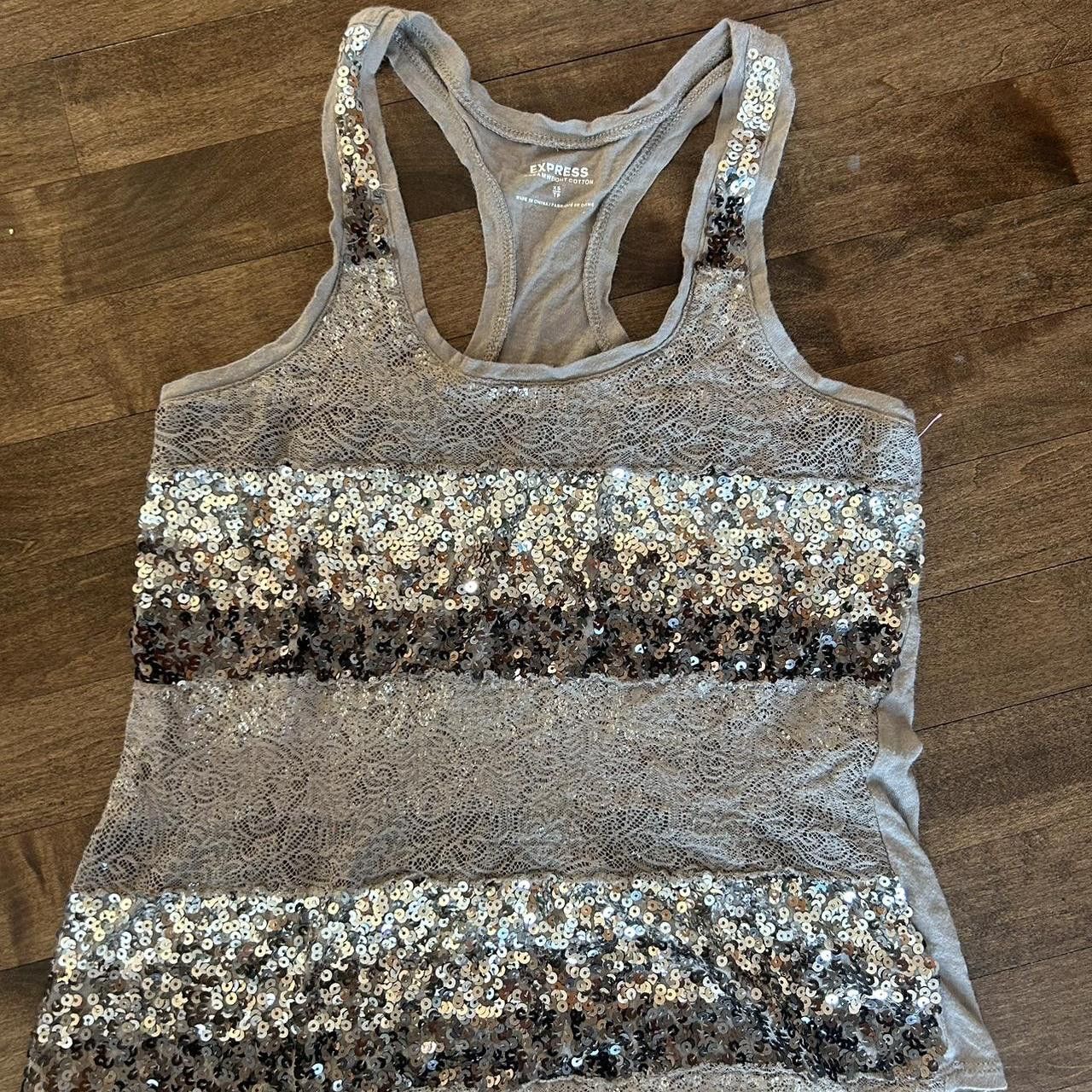 Express Express Gray Sequin Tank Top XS Size XS / US 0-2 / IT 36-38 - 1 Thumbnail