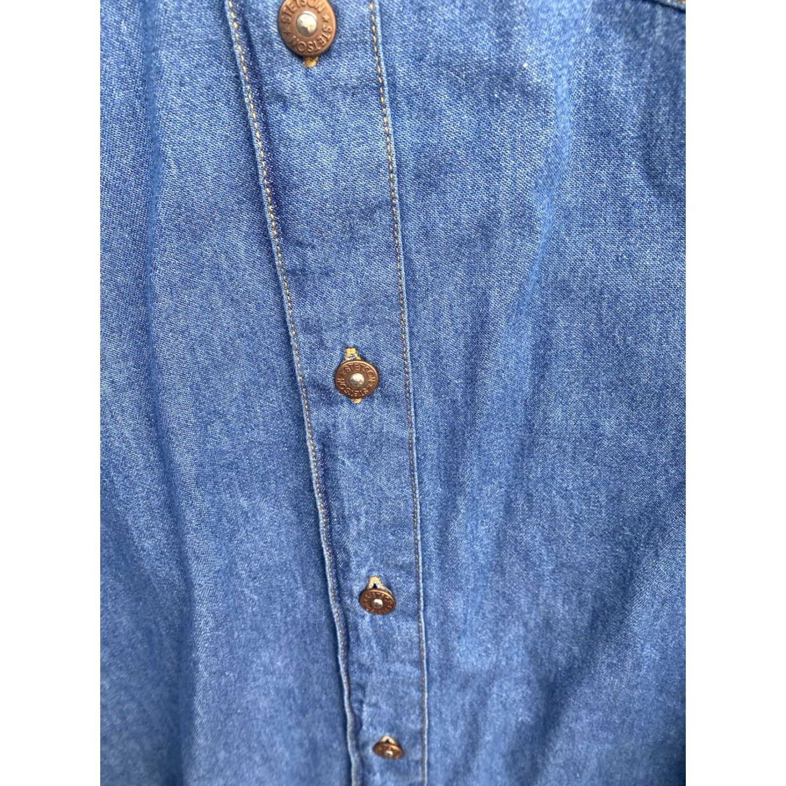 Stetson Stetson Denim Button-Up Shirt Western Mens L Blue Leather Trim Embroidered Pockets Bullet Buttons NWT Button-Up Shirt Size US L / EU 52-54 / 3 - 6 Thumbnail