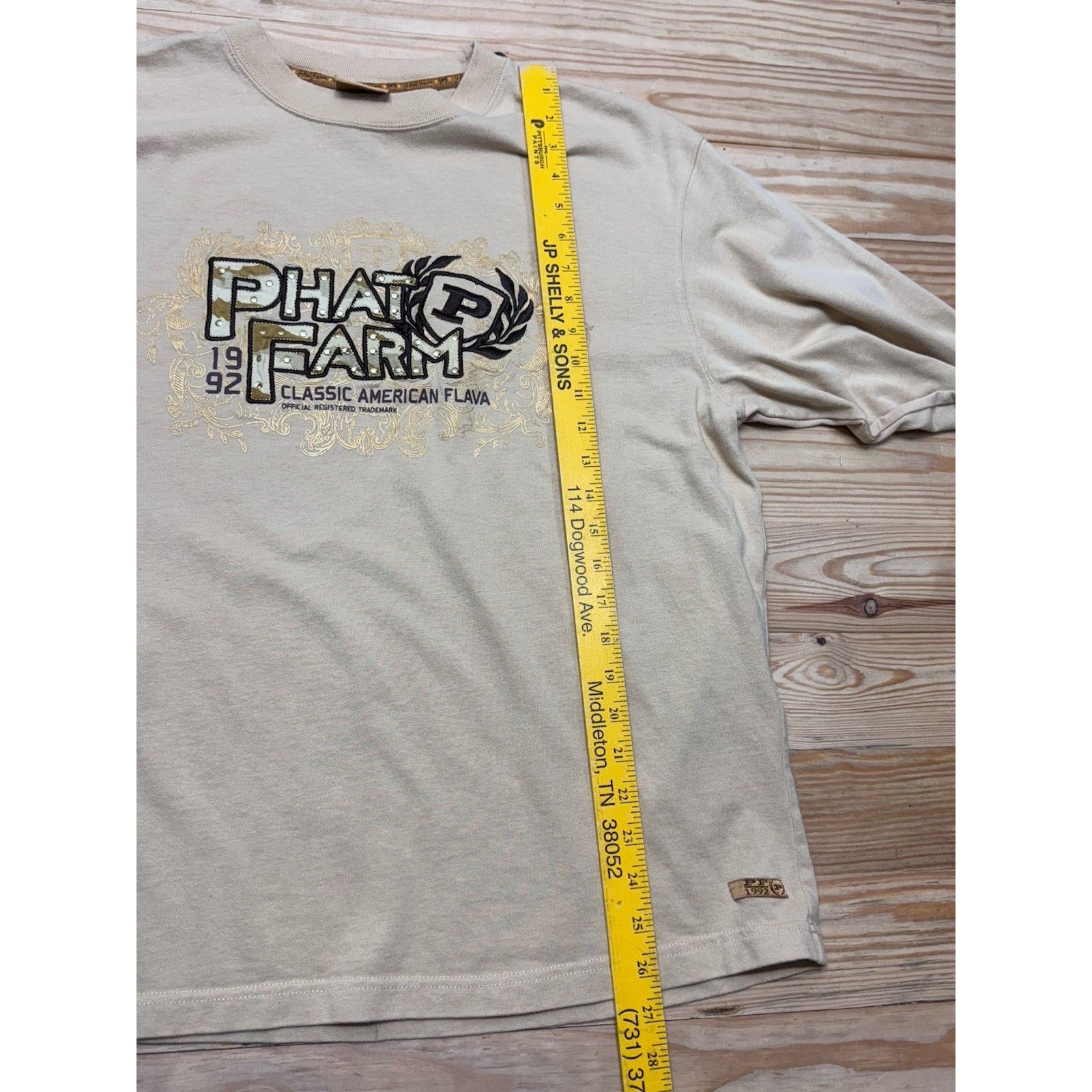 Phat Farm Phat Farm Sweatshirt Mens XL Beige Y2K Spell Out Logo Tee Size US XL / EU 56 / 4 - 7 Thumbnail