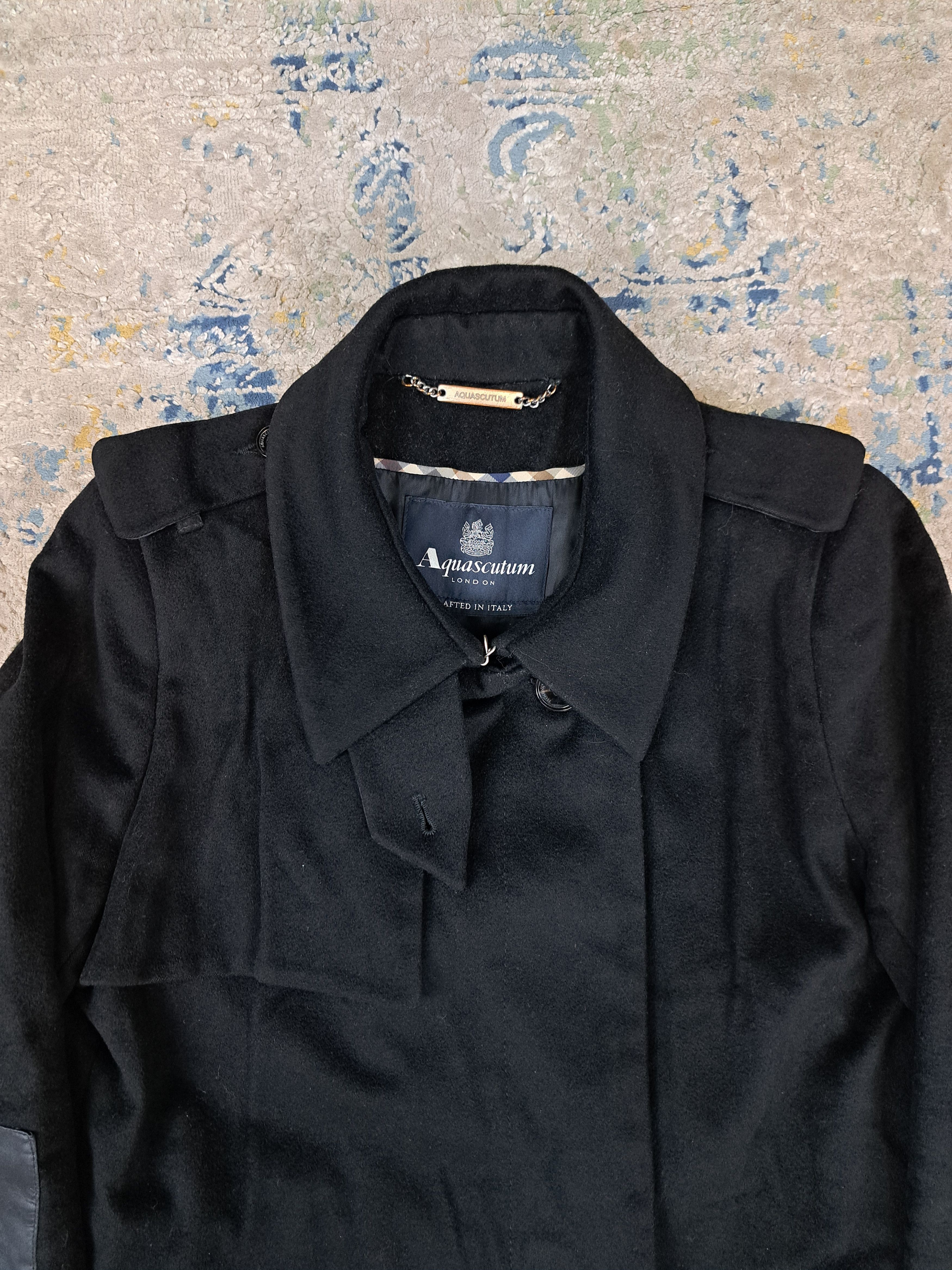 Aquascutum Very Rare Avant Garde Aquascutum Leather Details Wool Coat Size S / US 4 / IT 40 - 5 Thumbnail