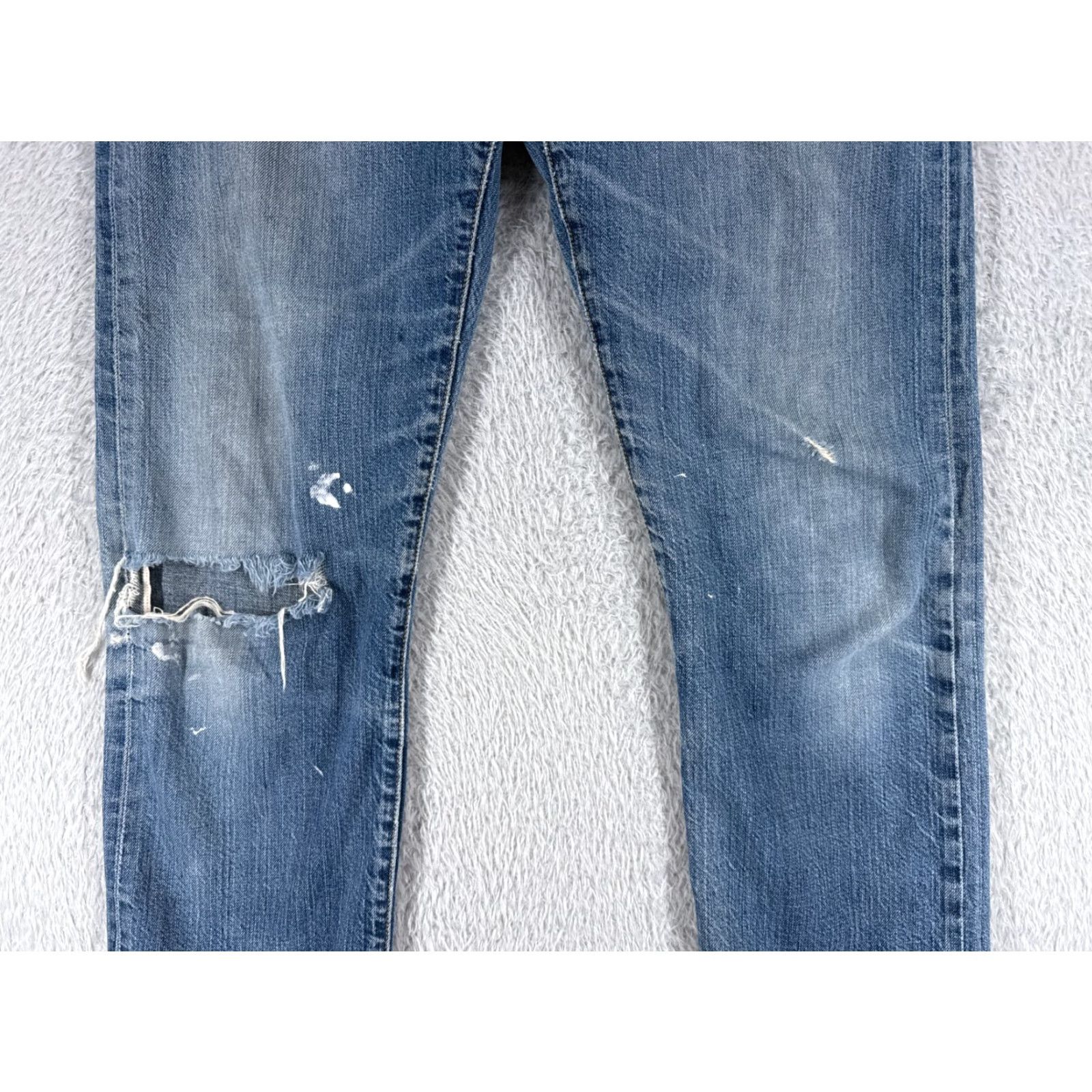 Levi's Levi's 501 Jeans Adult 30 Blue Distressed Cotton Button Fly Straight Regular 30x28 90s Mens Size US 30 / EU 46 - 3 Thumbnail
