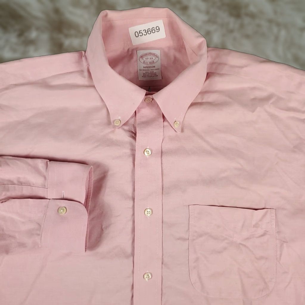 Brooks Brothers Brooks Brothers Dress Shirt Mens Size 17 Pink Long Sleeve Button Up Classic Size 46R - 1 Thumbnail