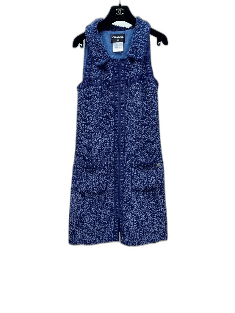 Chanel Chanel Blue Knitted Dress Size 34 -2505 Size US 34 / EU 50 - 1 Thumbnail