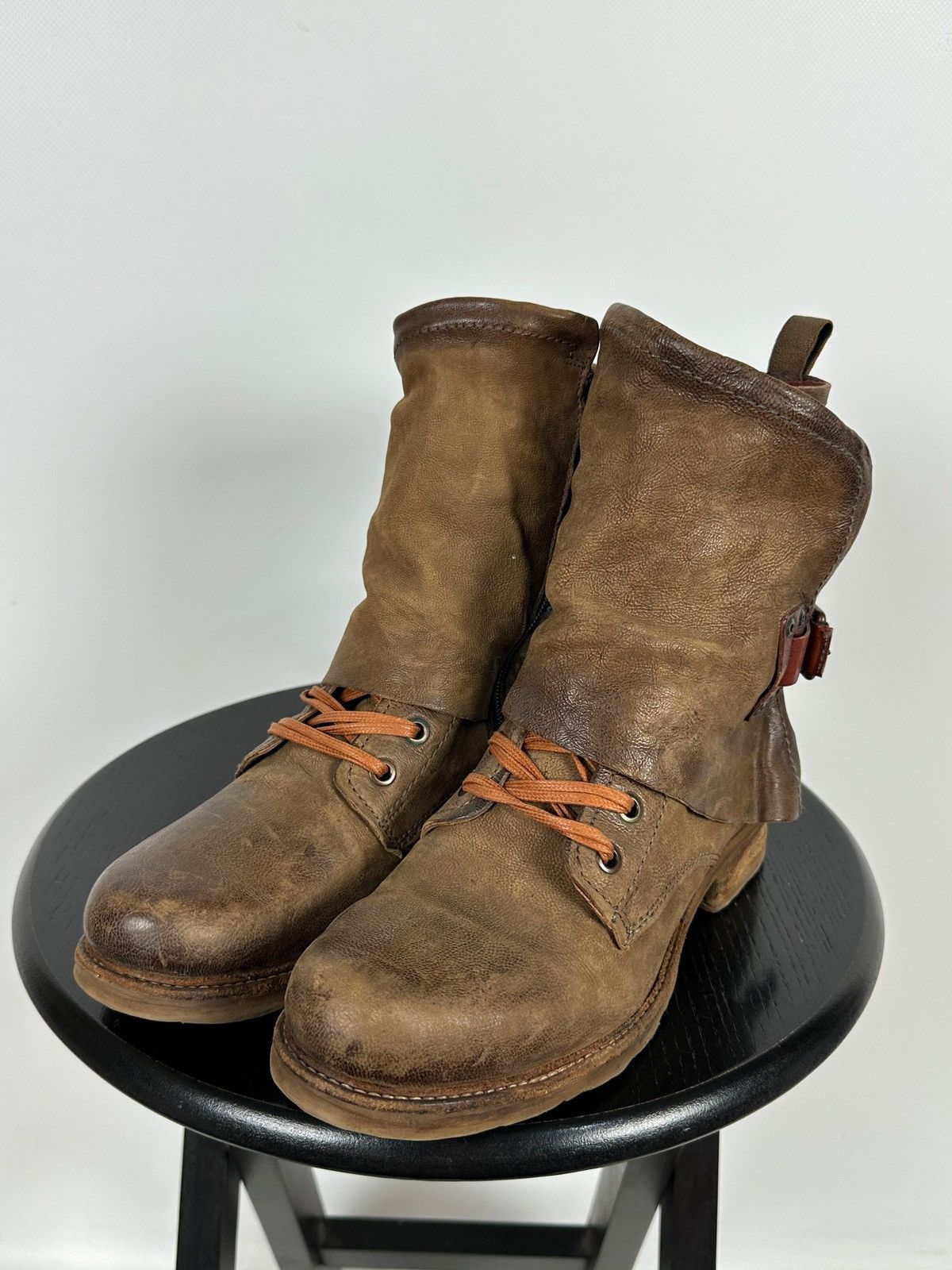 A.S.98 A.S.98. Airstep Brown Leather Biker Ankle Boots Size US 7 / IT 37 - 5 Thumbnail