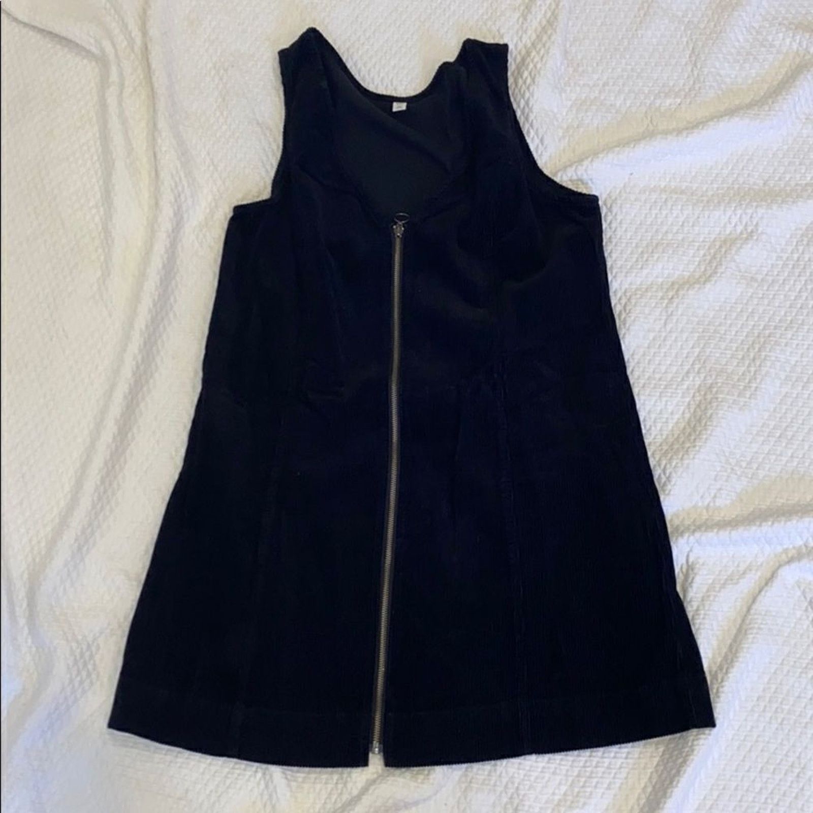 BP. BP Corduroy Feel Black Zip-Front Sleeveless Dress | Sz L Size L / US 10 / IT 46 - 2 Thumbnail