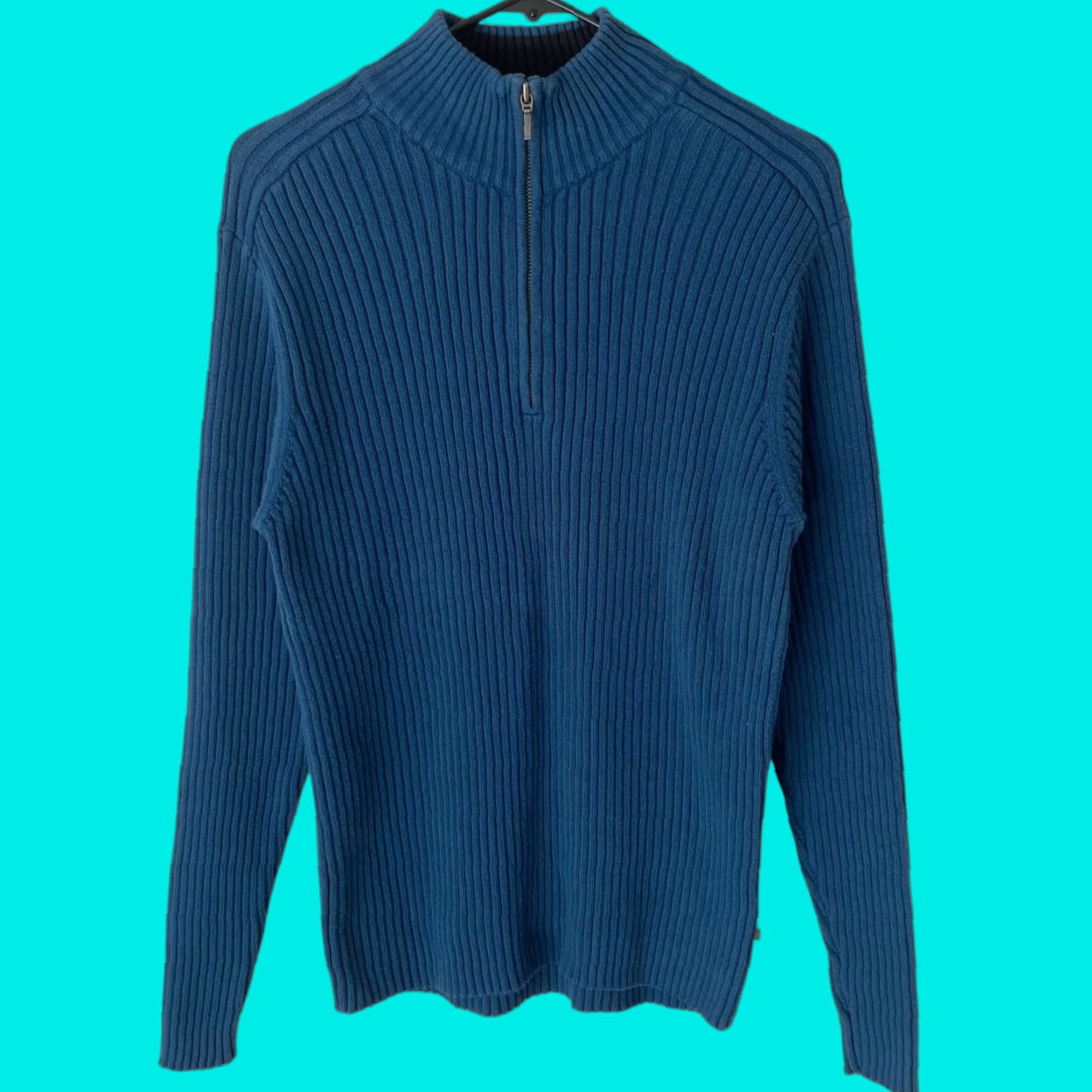 Levi's VINTAGE Levi's Red Tab Half-Zip Sweater Blue Men's Large Rib-Knit Pullover 90s Classic Size US L / EU 52-54 / 3 - 1 Thumbnail