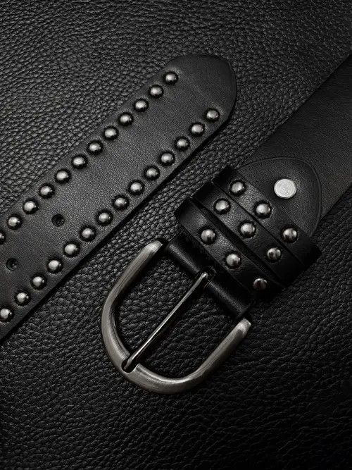 Leather Double Row Stud Belt Size ONE SIZE - 2 Thumbnail