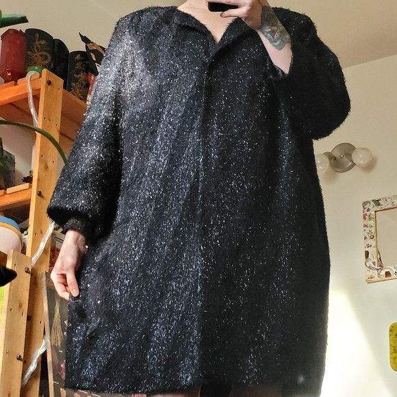 Other Persona by Marina Rinaldi long navy blue jacket sequins - xl Size XL / US 12-14 / IT 48-50 - 8 Thumbnail