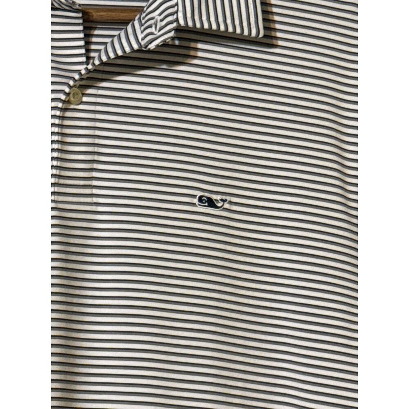Vineyard Vines Vineyard Vines Mens XL Grey Striped Performance Polo Size US XL / EU 56 / 4 - 3 Thumbnail