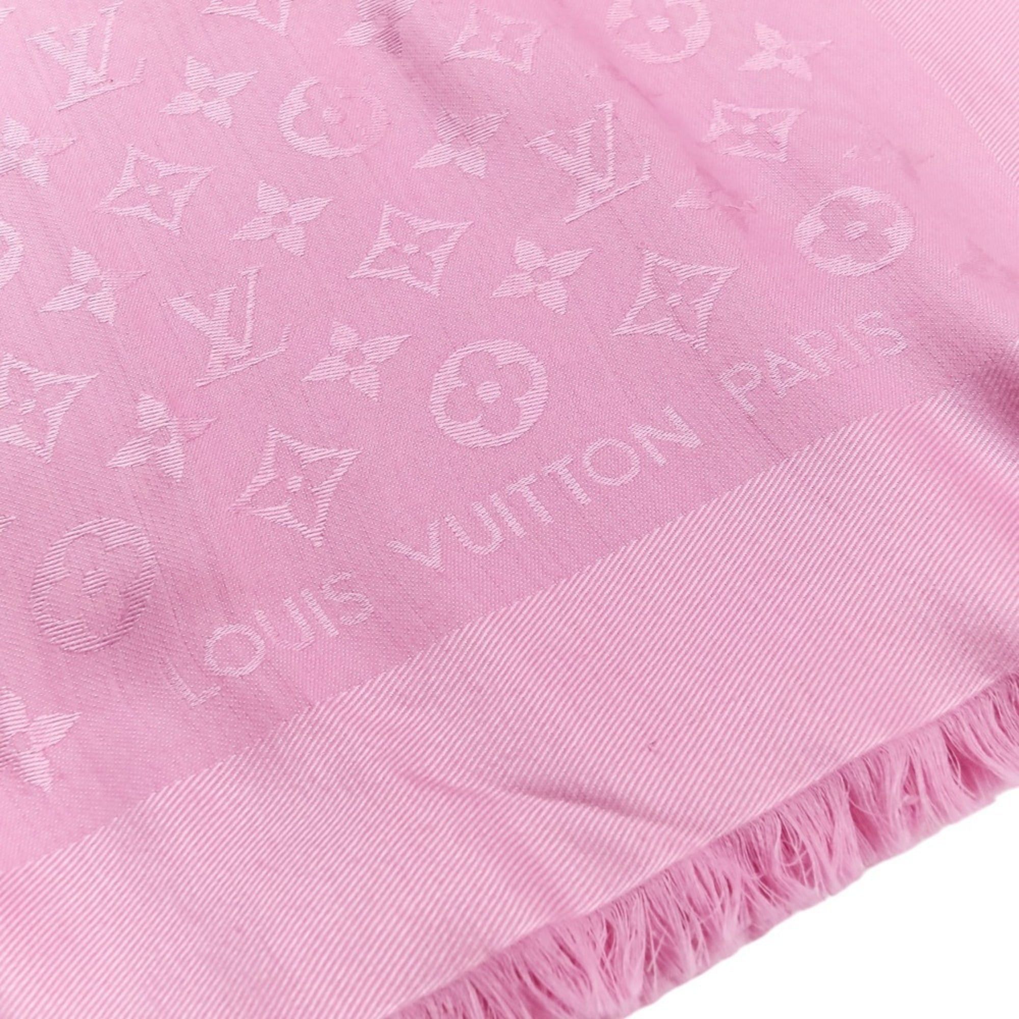 Louis Vuitton Louis Vuitton Monogram Silk Wool Shawl Stole 402336 Pink Women's Size ONE SIZE - 1 Thumbnail