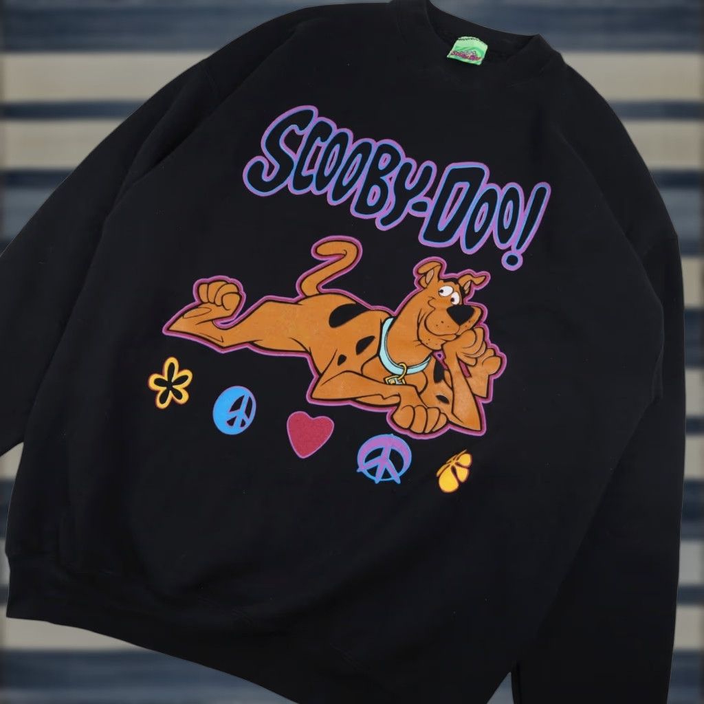 VINTAGE Cartoon Network Scooby Doo Graphic Sweatshirt Mens Large Black 90s Pullover Sweatshirt