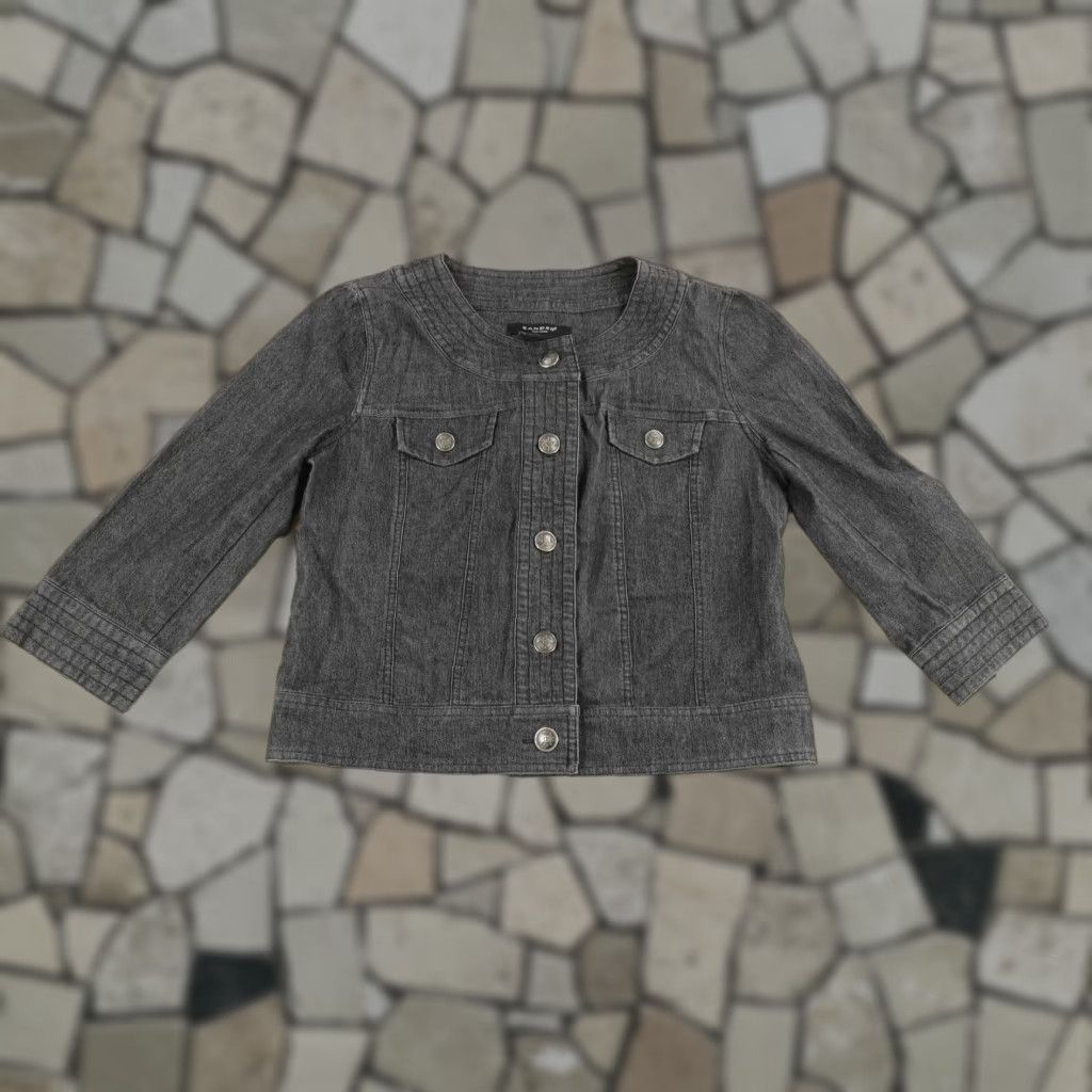 Sandro Sandro Women's Jacket Small Black Chambray Cotton Blend Casual Outdoor Lightweigh Buttons Pockets Size S / US 4 / IT 40 - 1 Thumbnail