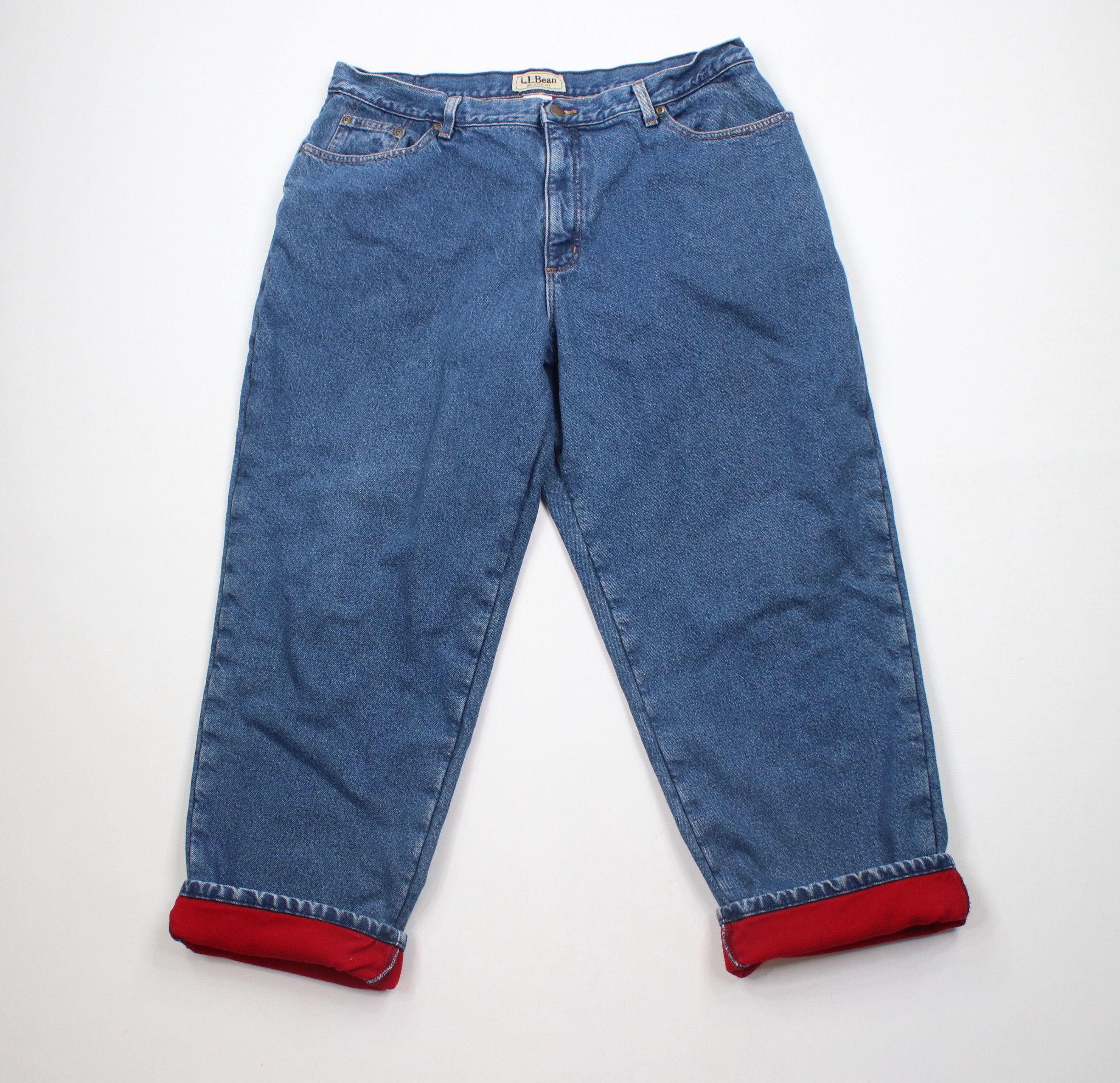 L.L. Bean × Vintage Vintage 90s LL Bean Relaxed Fit Fleece Lined Heavy Jeans Size 42" / US 20 - 1 Thumbnail