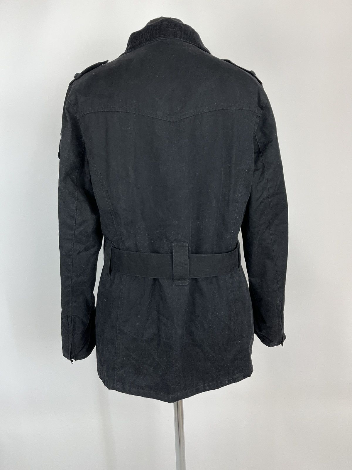 Barbour × Designer Barbour L1281 International Jacket UK 12 Black Belted (0362) Size M / US 6-8 / IT 42-44 - 3 Thumbnail